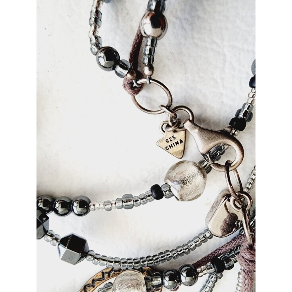 Silpada Sterling Silver Multistrand Hematite Seed Bead Dewdrops Necklace N2097 - Picture 5 of 7